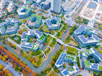 The photo, taken in Nanjing, Jiangsu province, China, on December 10, 2024, shows Nanjing Jiangdao Zhicube Zero-Carbon Park, Nanjing's first...