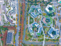 The photo, taken in Nanjing, Jiangsu province, China, on December 10, 2024, shows Nanjing Jiangdao Zhicube Zero-Carbon Park, Nanjing's first...