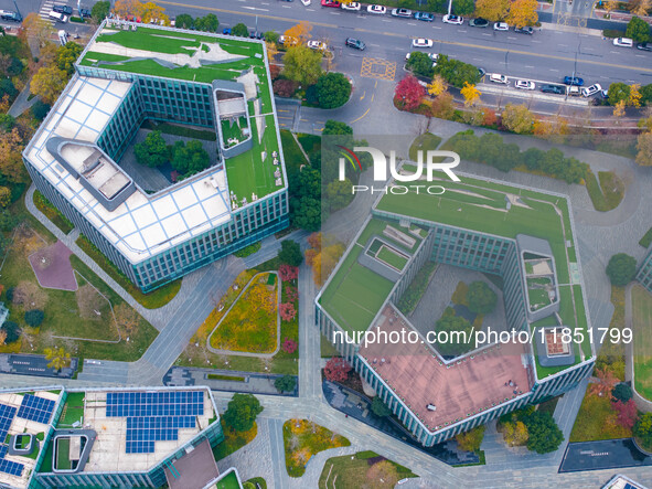 The photo, taken in Nanjing, Jiangsu province, China, on December 10, 2024, shows Nanjing Jiangdao Zhicube Zero-Carbon Park, Nanjing's first...