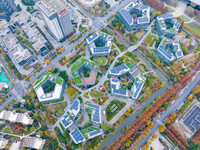 The photo, taken in Nanjing, Jiangsu province, China, on December 10, 2024, shows Nanjing Jiangdao Zhicube Zero-Carbon Park, Nanjing's first...