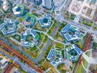 The photo, taken in Nanjing, Jiangsu province, China, on December 10, 2024, shows Nanjing Jiangdao Zhicube Zero-Carbon Park, Nanjing's first...