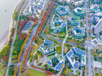 The photo, taken in Nanjing, Jiangsu province, China, on December 10, 2024, shows Nanjing Jiangdao Zhicube Zero-Carbon Park, Nanjing's first...