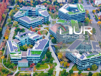 The photo, taken in Nanjing, Jiangsu province, China, on December 10, 2024, shows Nanjing Jiangdao Zhicube Zero-Carbon Park, Nanjing's first...