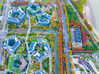 The photo, taken in Nanjing, Jiangsu province, China, on December 10, 2024, shows Nanjing Jiangdao Zhicube Zero-Carbon Park, Nanjing's first...