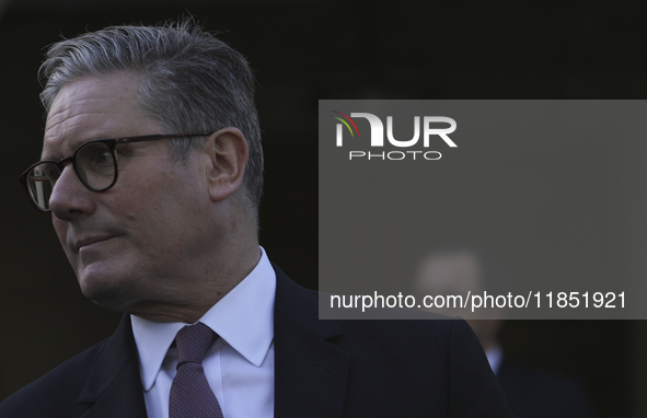 Britain's Prime Minister Keir Starmer leaves the Presidential Palace after meeting with Cyprus' President Nikos Christodoulides in the capit...