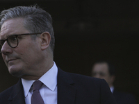 Britain's Prime Minister Keir Starmer leaves the Presidential Palace after meeting with Cyprus' President Nikos Christodoulides in the capit...