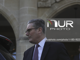 Britain's Prime Minister Keir Starmer leaves the Presidential Palace after meeting with Cyprus' President Nikos Christodoulides in the capit...