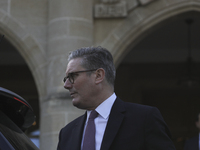 Britain's Prime Minister Keir Starmer leaves the Presidential Palace after meeting with Cyprus' President Nikos Christodoulides in the capit...