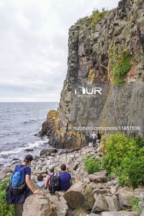 Jons Kapel rock bluff is seen near Hasle, Bornholm Island, Denmark, on August 5, 2024 