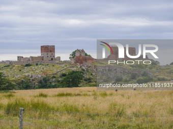 Hammershus, a medieval era fortification at Hammeren on the northern tip of the Danish island of Bornholm, is seen in Bornholm Island, Denma...