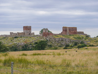 Hammershus, a medieval era fortification at Hammeren on the northern tip of the Danish island of Bornholm, is seen in Bornholm Island, Denma...