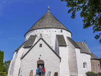 Osterlars Church is seen on Bornholm Island, Denmark, on August 6, 2024. Built around 1160, it consists of an apse, an oval chancel, a large...