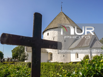 Nylars Church (Nylars Kirke) is seen on Bornholm Island, Denmark, on August 6, 2024. Originally designed for a defensive role, the solid str...