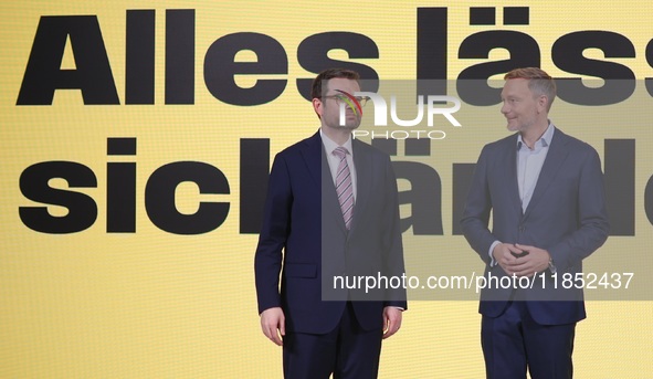 FDP Federal Chairman Christian Lindner and the designated Secretary General Dr. Marco Buschmann speak at a press conference after the campai...