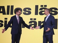 FDP Federal Chairman Christian Lindner and the designated Secretary General Dr. Marco Buschmann speak at a press conference after the campai...