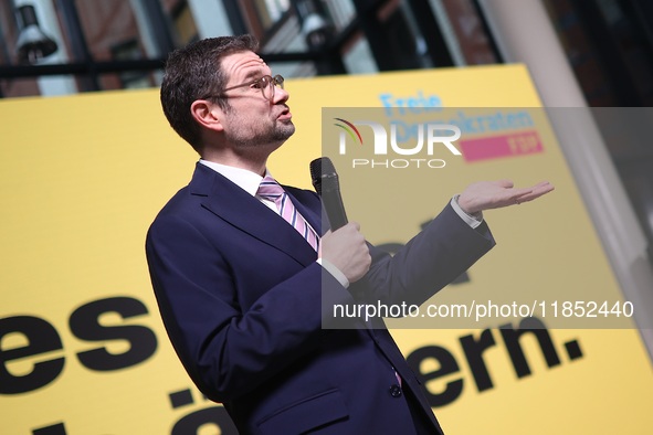 FDP Federal Chairman Christian Lindner and the designated Secretary General Dr. Marco Buschmann speak at a press conference after the campai...