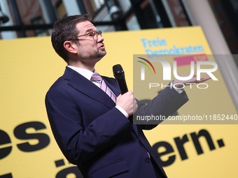 FDP Federal Chairman Christian Lindner and the designated Secretary General Dr. Marco Buschmann speak at a press conference after the campai...