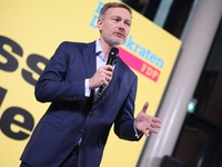 FDP Federal Chairman Christian Lindner and the designated Secretary General Dr. Marco Buschmann speak at a press conference after the campai...