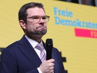 FDP Federal Chairman Christian Lindner and the designated Secretary General Dr. Marco Buschmann speak at a press conference after the campai...