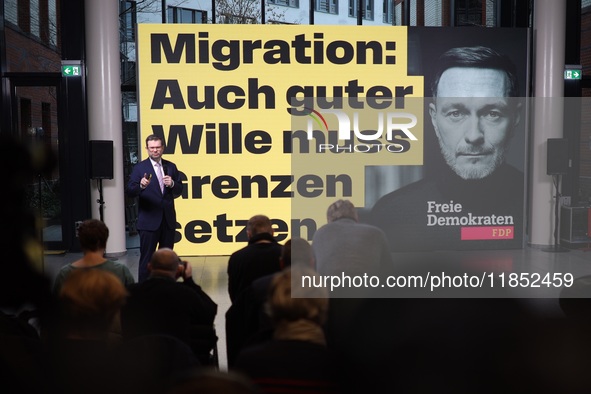 FDP Federal Chairman Christian Lindner and the designated Secretary General Dr. Marco Buschmann speak at a press conference after the campai...