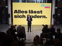 FDP Federal Chairman Christian Lindner and the designated Secretary General Dr. Marco Buschmann speak at a press conference after the campai...