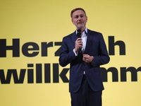 FDP Federal Chairman Christian Lindner and the designated Secretary General Dr. Marco Buschmann speak at a press conference after the campai...