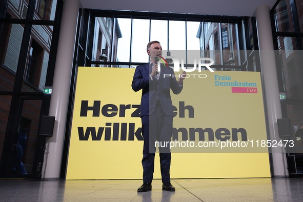 FDP Federal Chairman Christian Lindner and the designated Secretary General Dr. Marco Buschmann speak at a press conference after the campai...