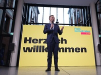 FDP Federal Chairman Christian Lindner and the designated Secretary General Dr. Marco Buschmann speak at a press conference after the campai...