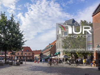 A general view of the old town is seen in Ystad, Sweden, on August 4, 2024 (