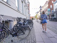 A general view of the old town is seen in Ystad, Sweden, on August 4, 2024 (