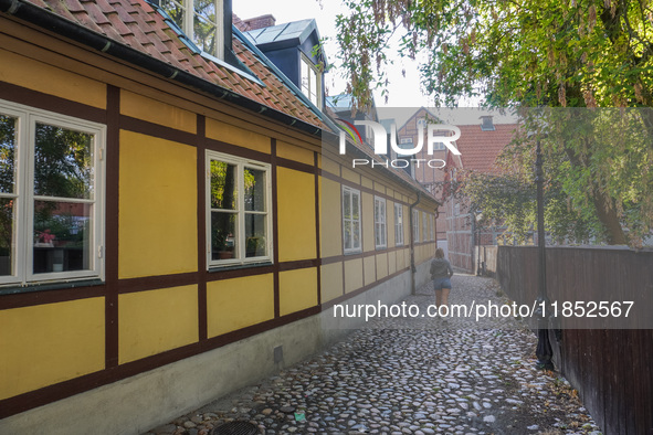 A general view of the old town is seen in Ystad, Sweden, on August 4, 2024 