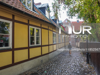 A general view of the old town is seen in Ystad, Sweden, on August 4, 2024 (