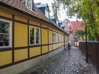 A general view of the old town is seen in Ystad, Sweden, on August 4, 2024 (