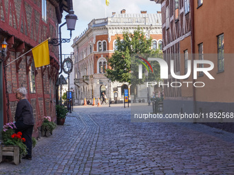 A general view of the old town is seen in Ystad, Sweden, on August 4, 2024 (