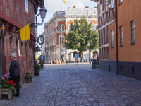 A general view of the old town is seen in Ystad, Sweden, on August 4, 2024 (