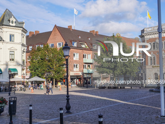 A general view of the old town is seen in Ystad, Sweden, on August 4, 2024 (