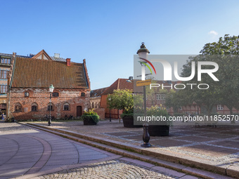 A general view of the old town is seen in Ystad, Sweden, on August 4, 2024 (