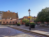 A general view of the old town is seen in Ystad, Sweden, on August 4, 2024 (