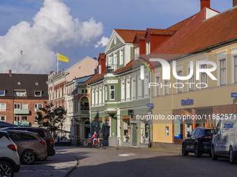 A general view of the old town is seen in Ystad, Sweden, on August 4, 2024 (