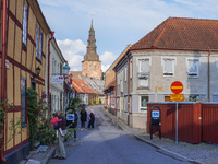 A general view of the old town is seen in Ystad, Sweden, on August 4, 2024 (