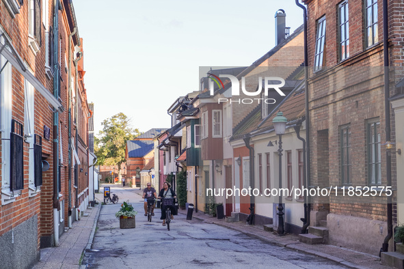 A general view of the old town is seen in Ystad, Sweden, on August 4, 2024 