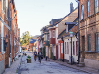 A general view of the old town is seen in Ystad, Sweden, on August 4, 2024 (