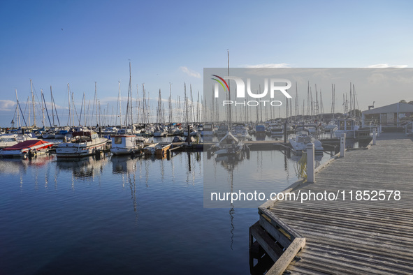 Yachts in the marina are seen in Ystad, Sweden, on August 4, 2024 