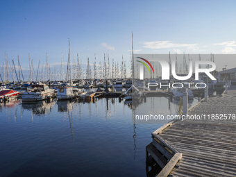 Yachts in the marina are seen in Ystad, Sweden, on August 4, 2024 (