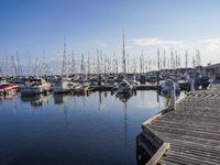 Yachts in the marina are seen in Ystad, Sweden, on August 4, 2024 (