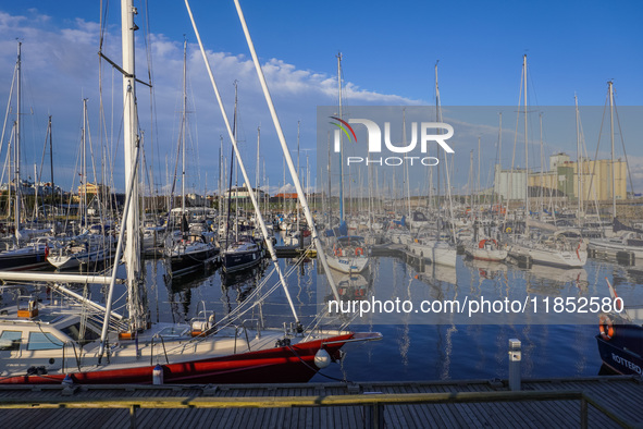 Yachts in the marina are seen in Ystad, Sweden, on August 4, 2024 