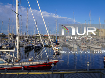 Yachts in the marina are seen in Ystad, Sweden, on August 4, 2024 (