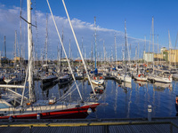 Yachts in the marina are seen in Ystad, Sweden, on August 4, 2024 (