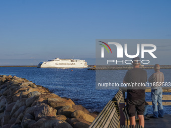 The Bornholmslinjen ferry going to Bornholm Island is seen in Ystad, Sweden, on August 4, 2024. (