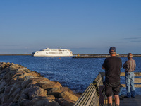 The Bornholmslinjen ferry going to Bornholm Island is seen in Ystad, Sweden, on August 4, 2024. (